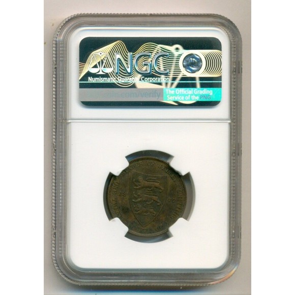 Jersey Victoria 1877 H 1/24 Shilling AU55 BN NGC - Picture 2 of 4